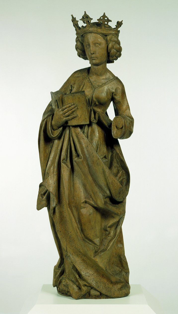 Kvinnlig helgon, ca 1490-1495 (lindträ med spår av färg) av Tilman Riemenschneider