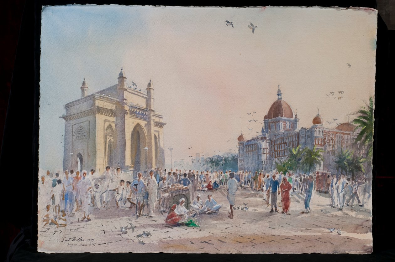Gate of India, Bombay, 2009 (wc på papper) av Tim Scott Bolton