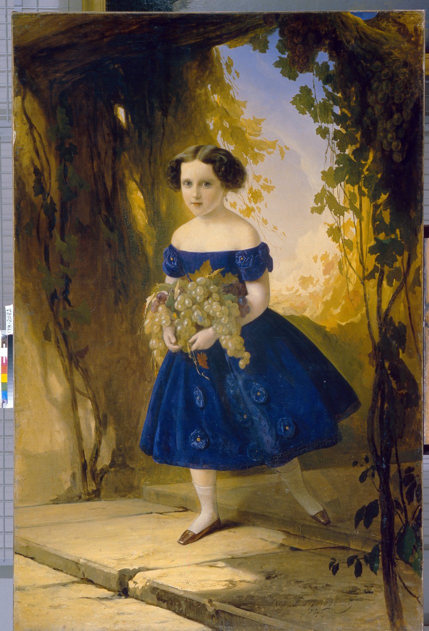 Prinsessan Maria Maximilianovna av Leuchtenberg (1841-1914), barn. Målning av Timofei Andreyevich Neff (1805-1876), olja på duk av Timofei Andreyevich Neff
