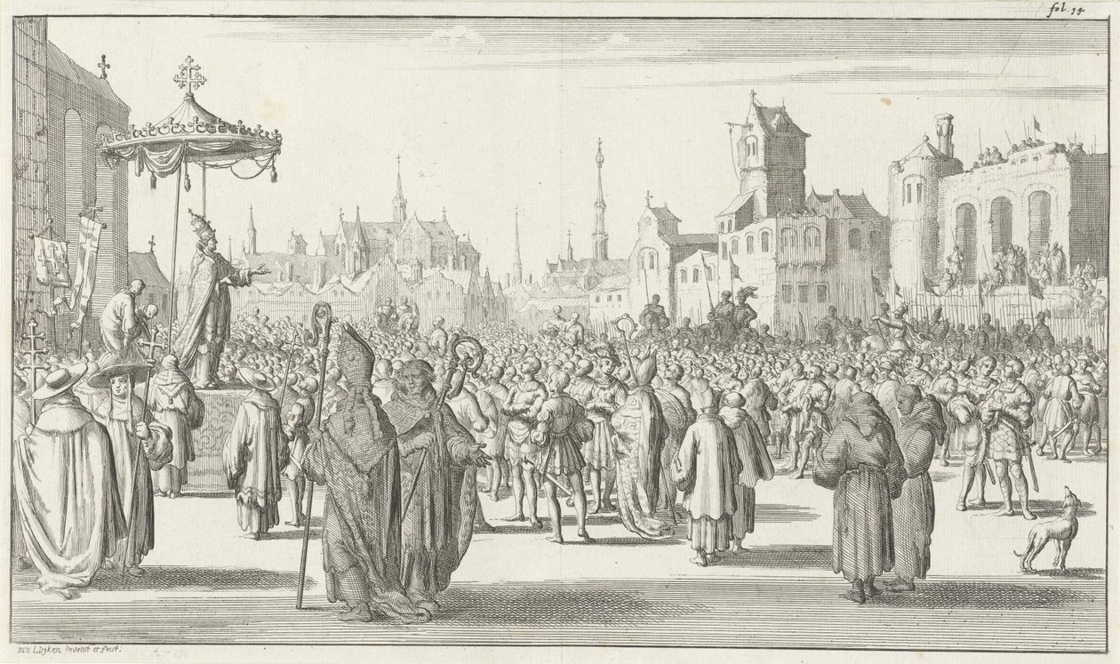Påven Urban II predikar det första korståget, 1683 av Timotheus Ten Hoorn