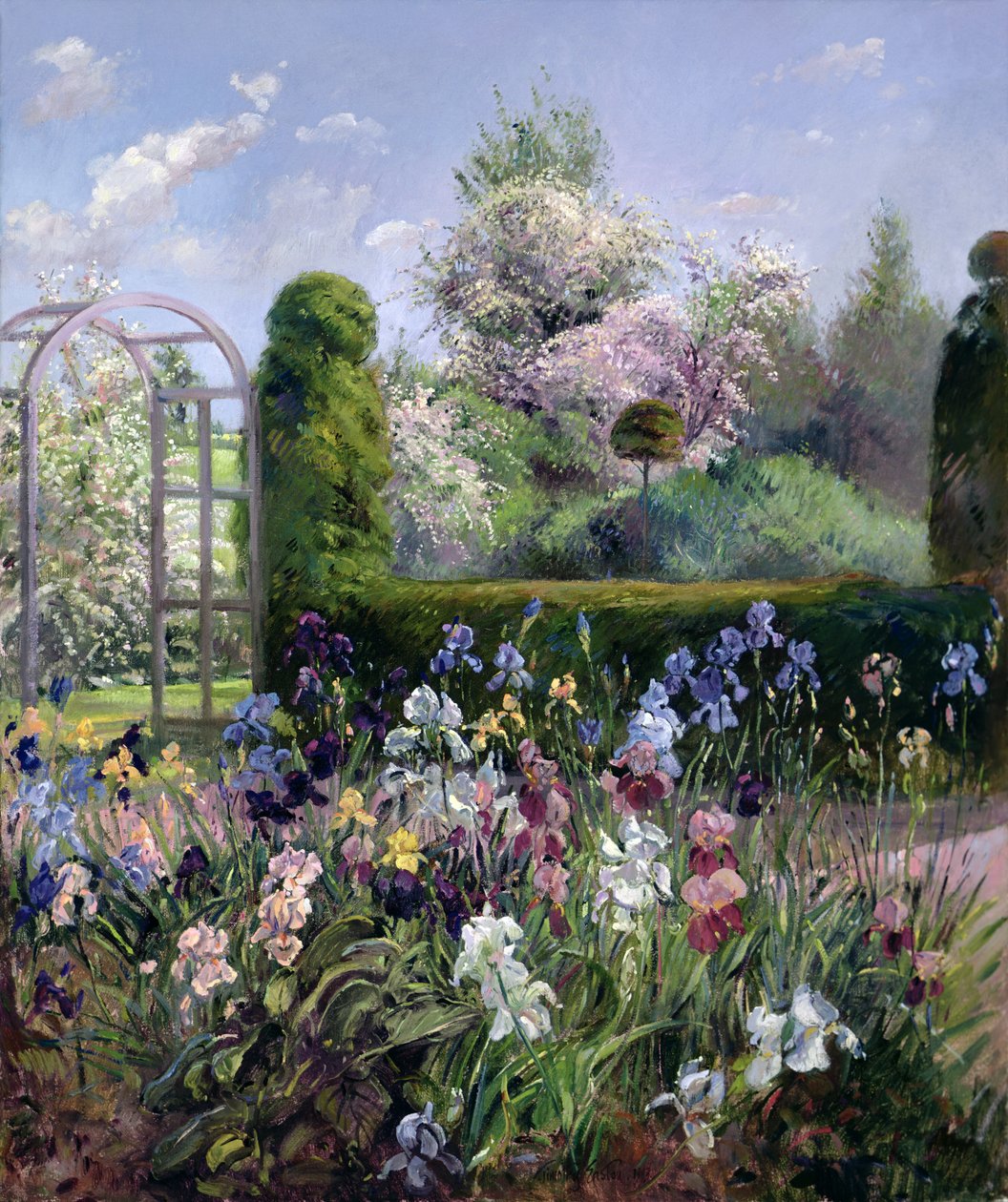 Irises in the Formal Gardens, 1993 av Timothy Easton
