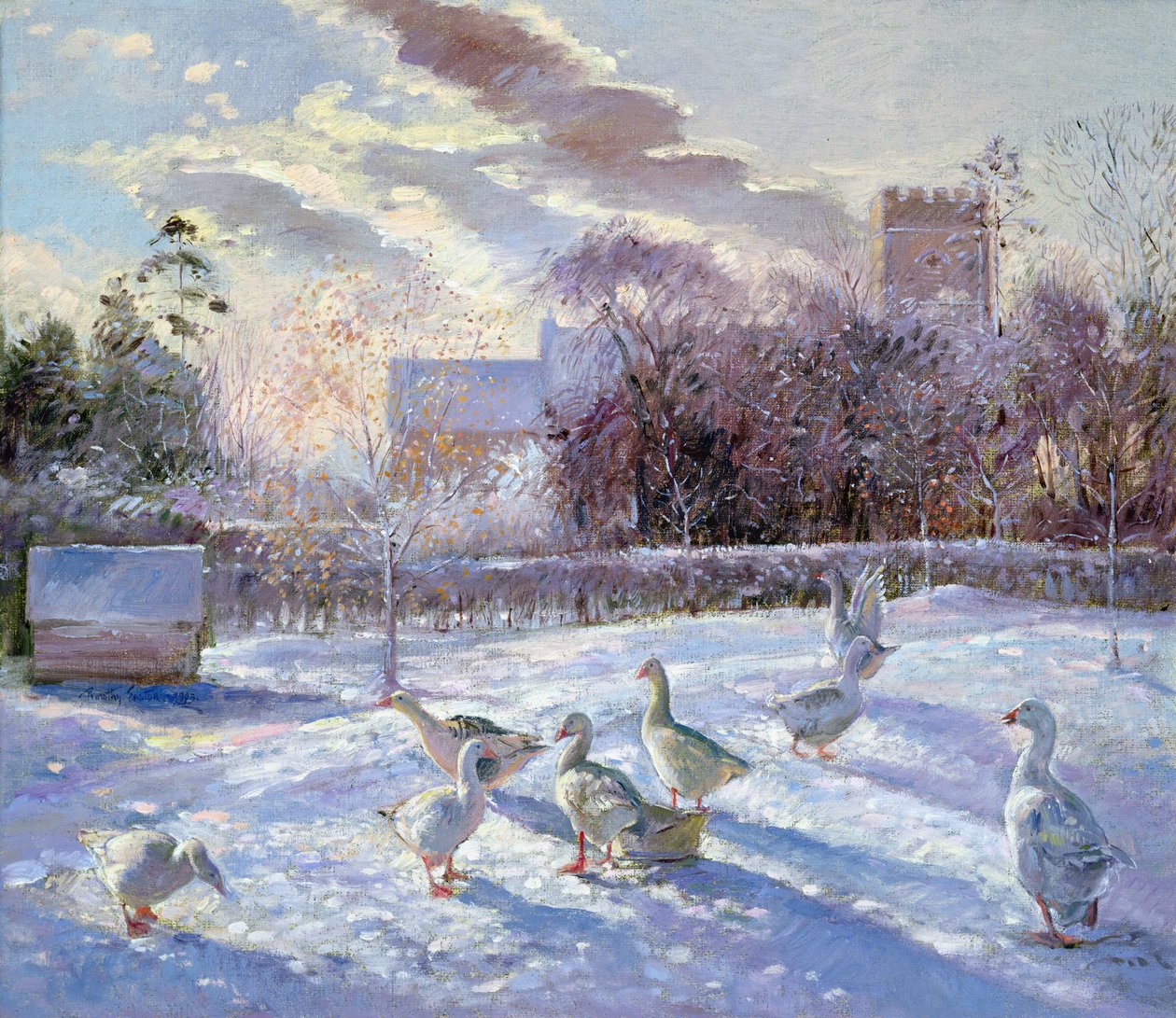 Vintergäss i kyrkans äng av Timothy Easton