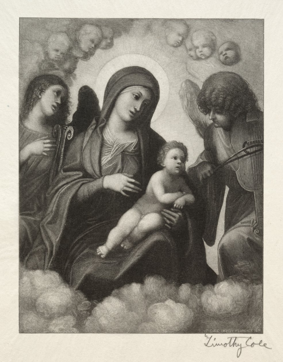 Gamla italienska mästare: Madonna och barn i ära, 1891. av Timothy Cole