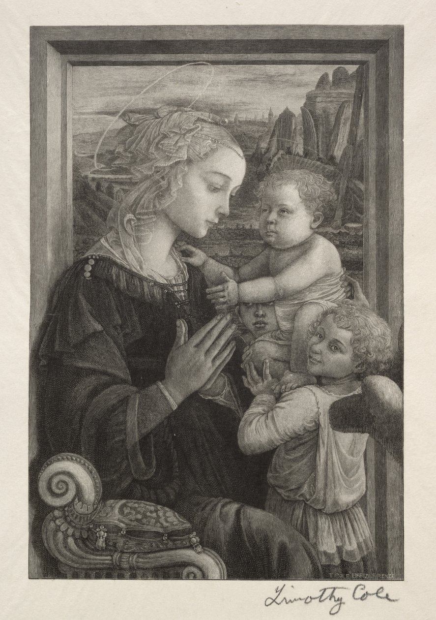 Gamla italienska mästare: Jungfrun som tillber spädbarnet Kristus, 1888-1892. av Timothy Cole