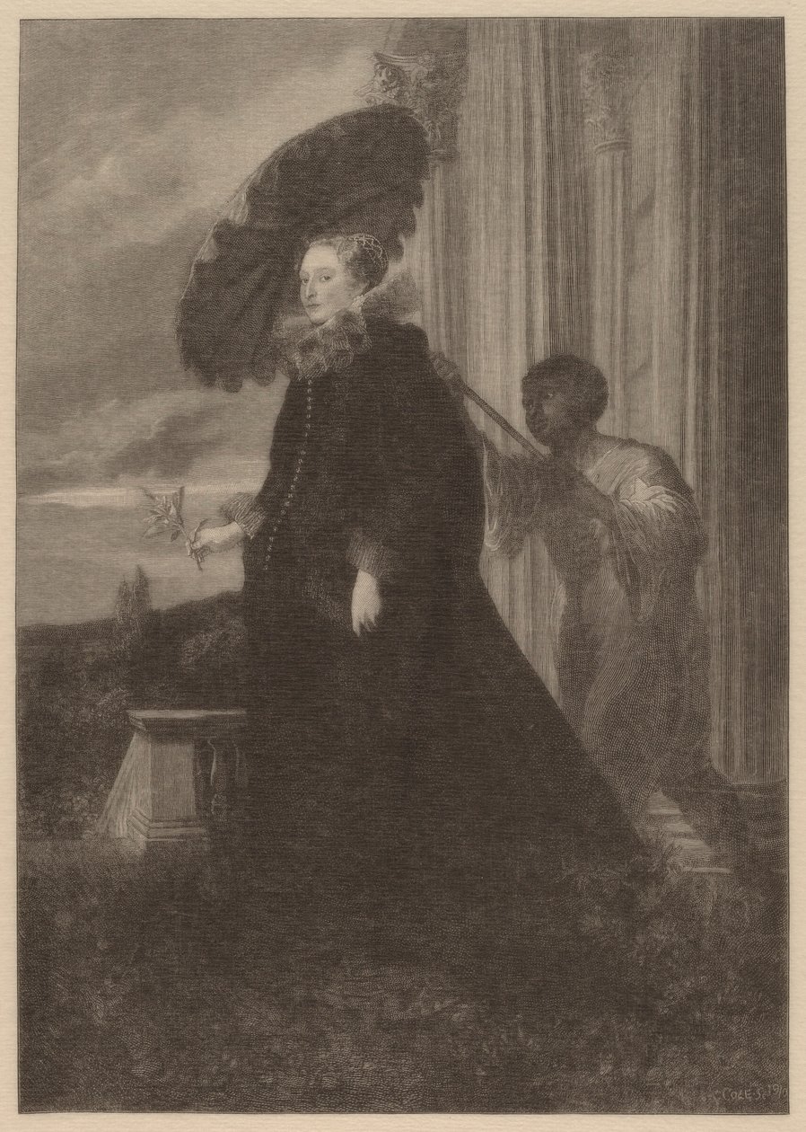 Marchesa Elena Grimaldi, hustru till markis Nicola Cattaneo av Timothy Cole after Sir Anthony van Dyck