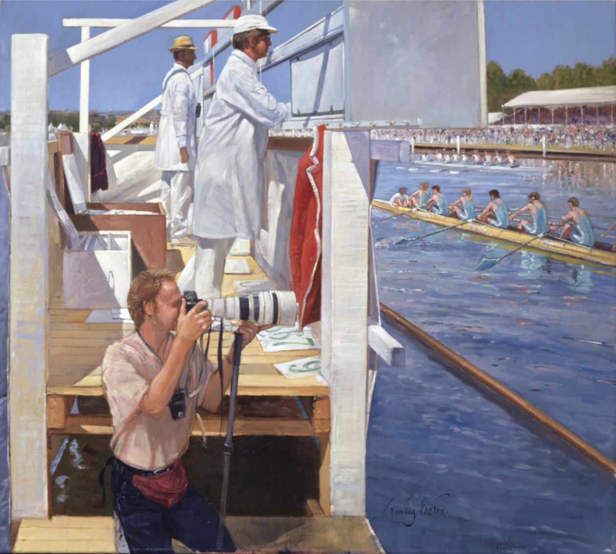 Passing the Progress Board, Henley (olja på duk) av Timothy Easton