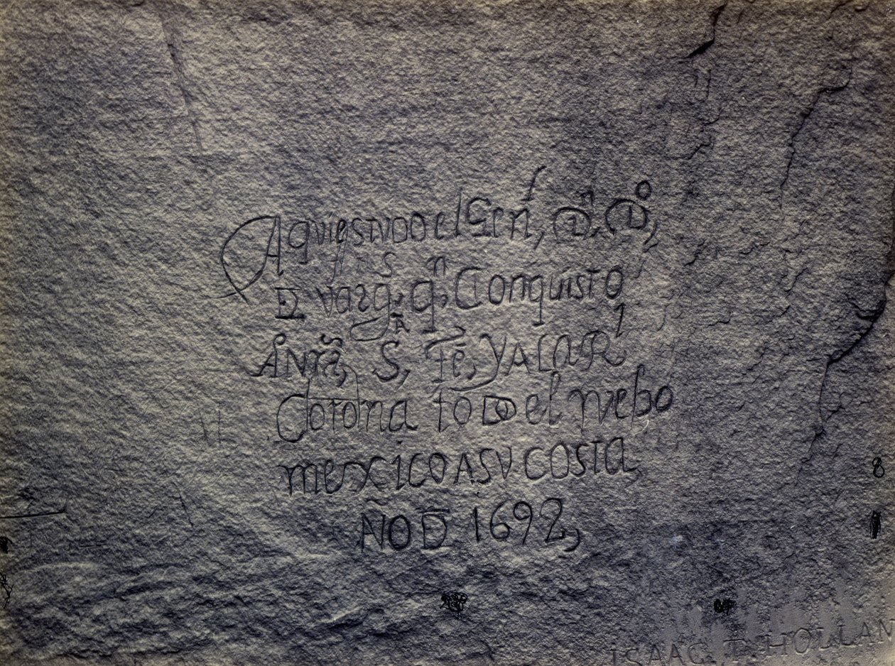 Historisk spansk uppteckning om erövringen, södra sidan av Inscription Rock, New Mexico av Timothy H. O