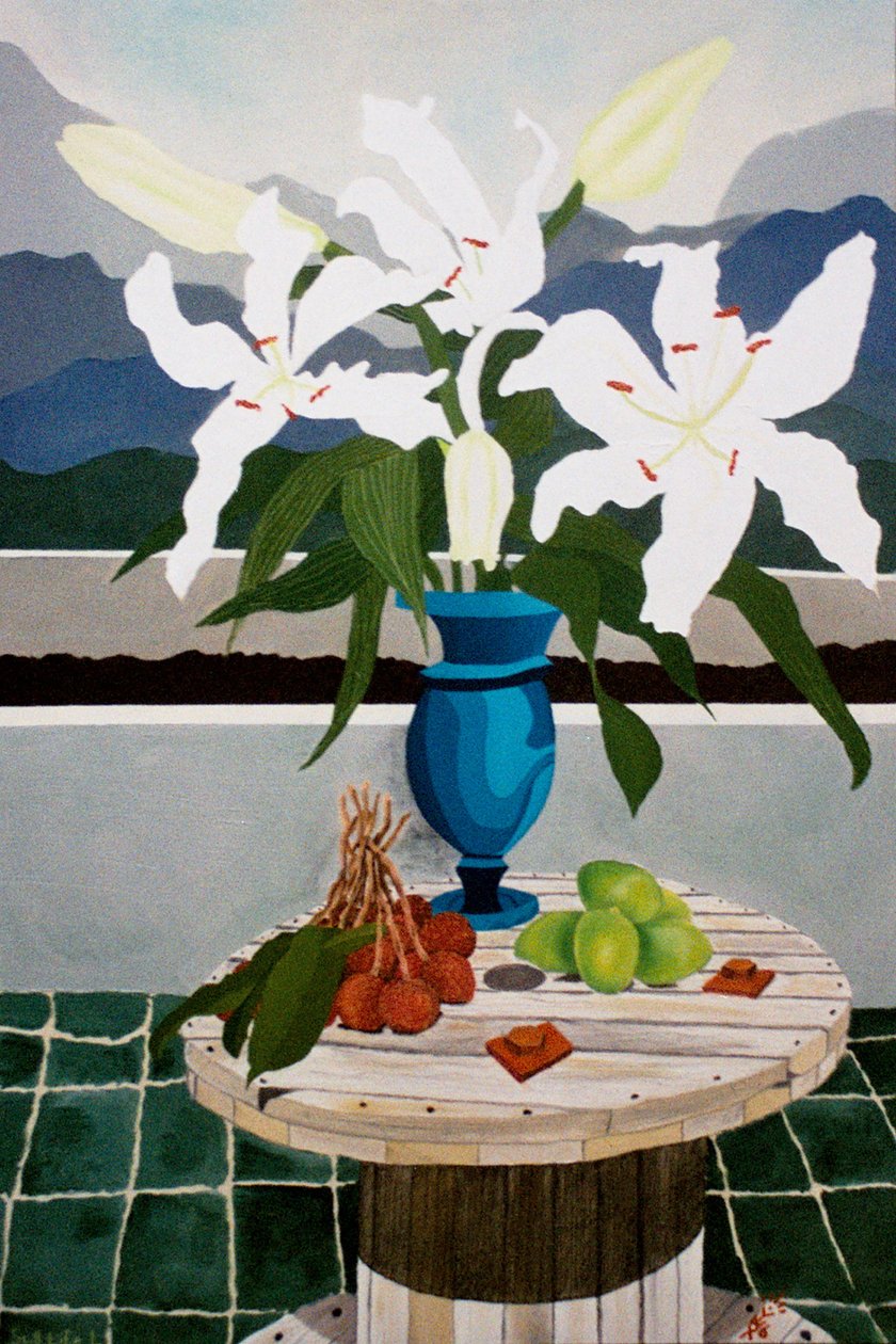 Lilja, lime och litchi, 2004, olja på duk av Timothy Nathan Joel
