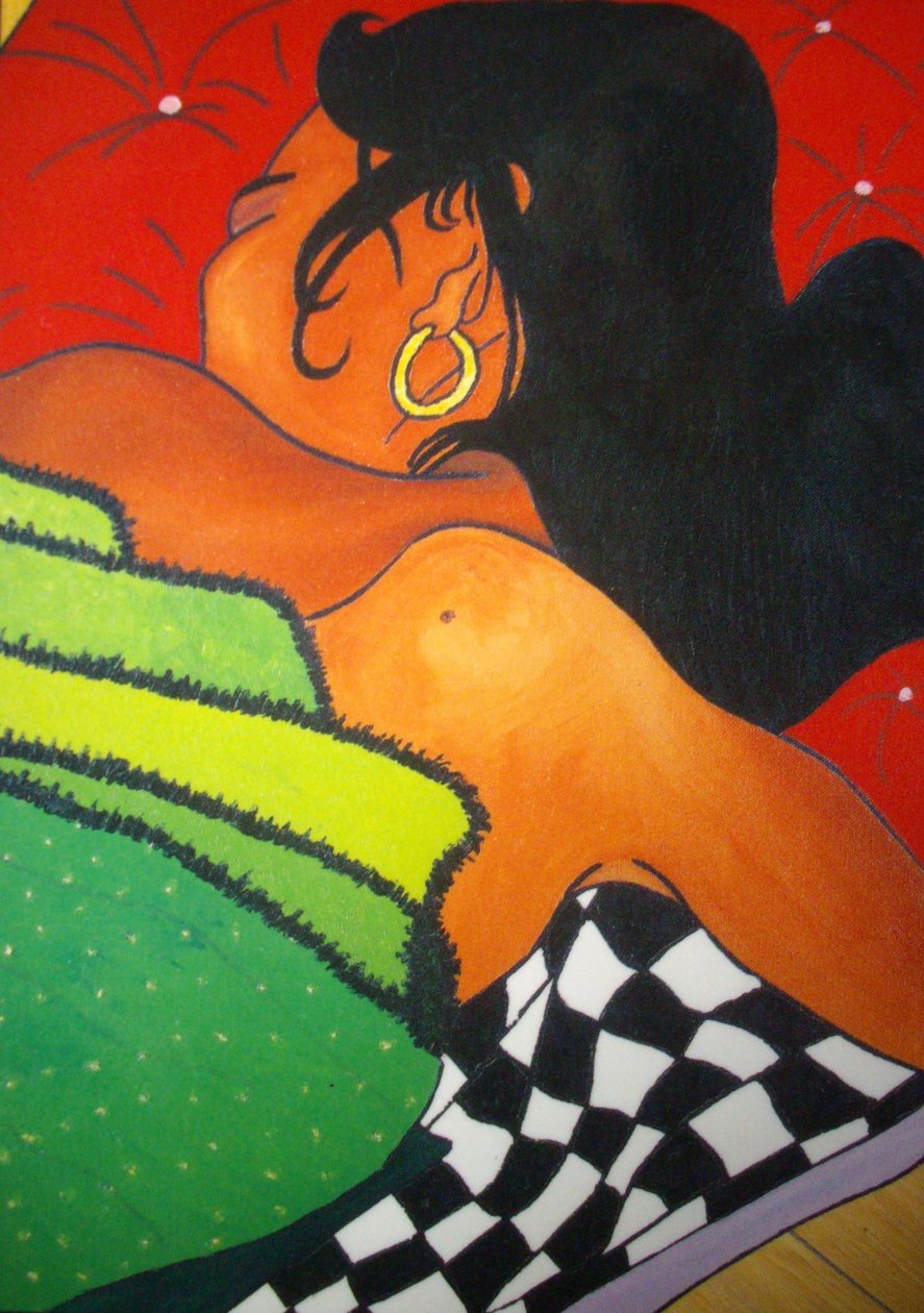 Sleeping girl, 2001, olja på duk av Timothy Nathan Joel