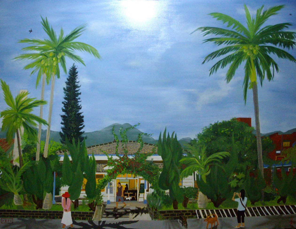 Dulan Cafe, Taitung sockerfabrik, 2010, olja på duk av Timothy Nathan Joel