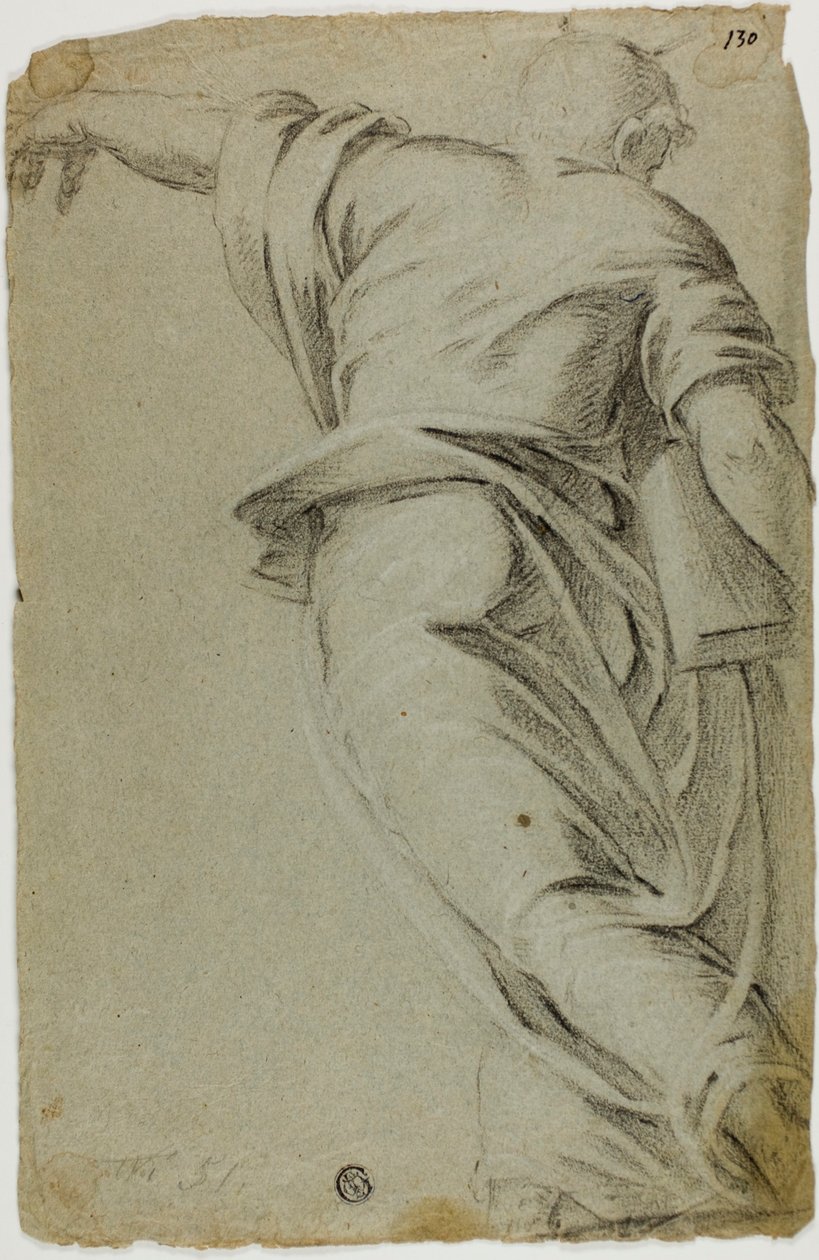 Moses går åt vänster och pekar med vänster hand av Tintoretto