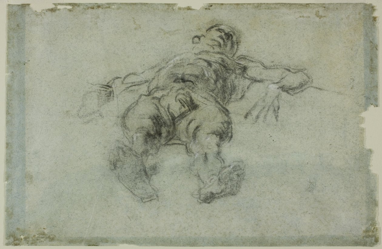 Liggande manlig nakenbild, förkortad av Tintoretto