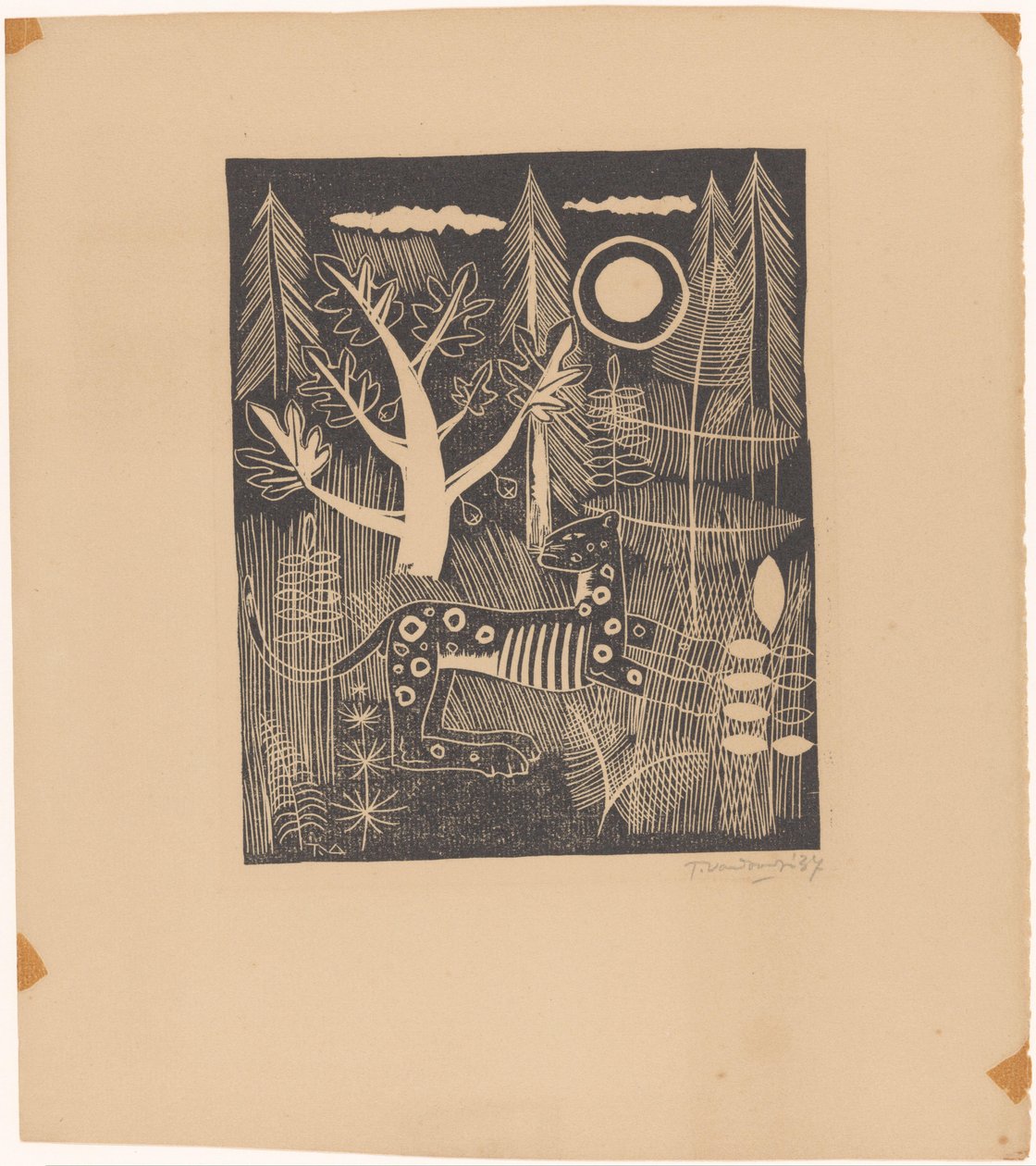Skogsutsikt med leopard av Tinus van Doorn (signed by artist)