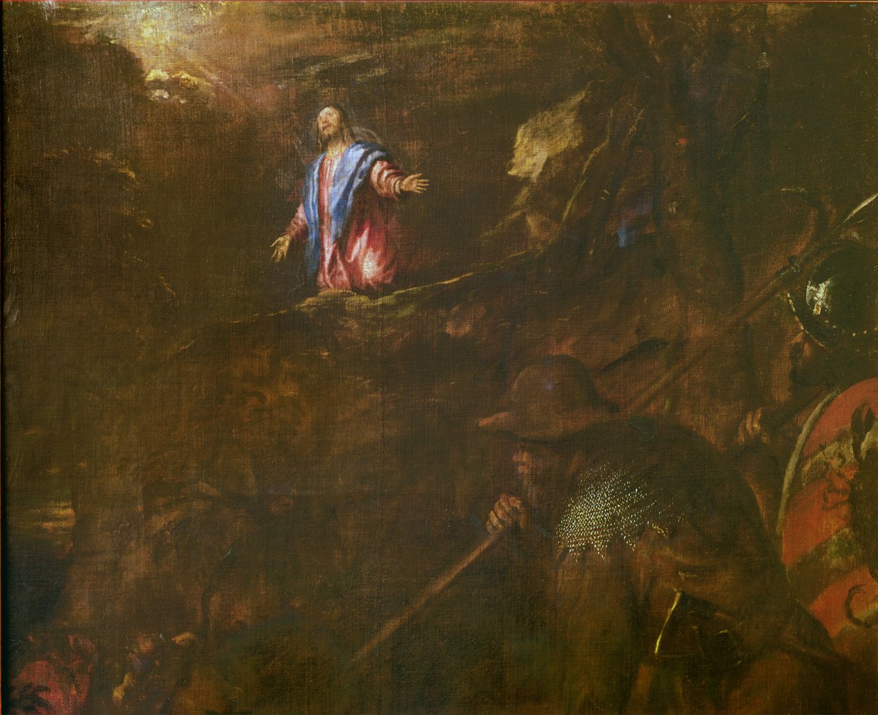 Kristus i olivernas trädgård (detalj), 1562 av Tiziano Vecelli