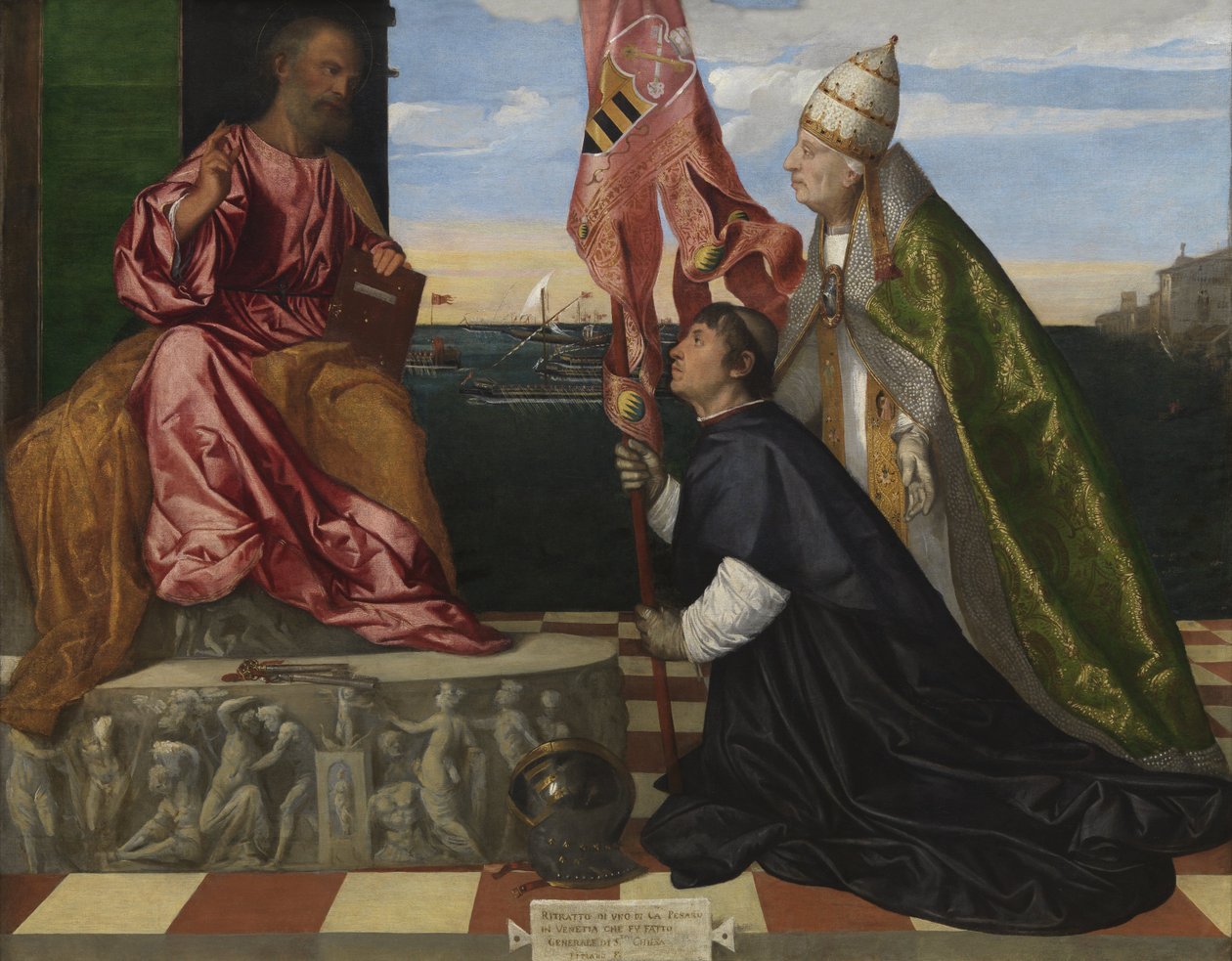 Jacopo Pesaro, Bishop of Paphos, being presented by Pope Alexander VI to Saint PeterEspañol av Tiziano Vecelli