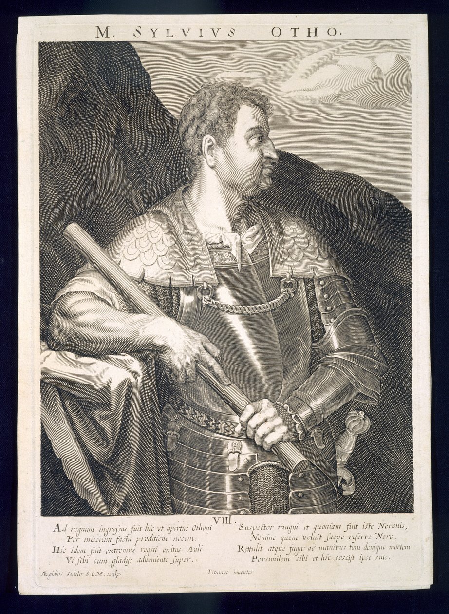 M. Silvius Otho, kejsare av Rom 68 e.Kr. graverad av Aegidius Sadeler (1570-1629) av Tiziano Vecelli