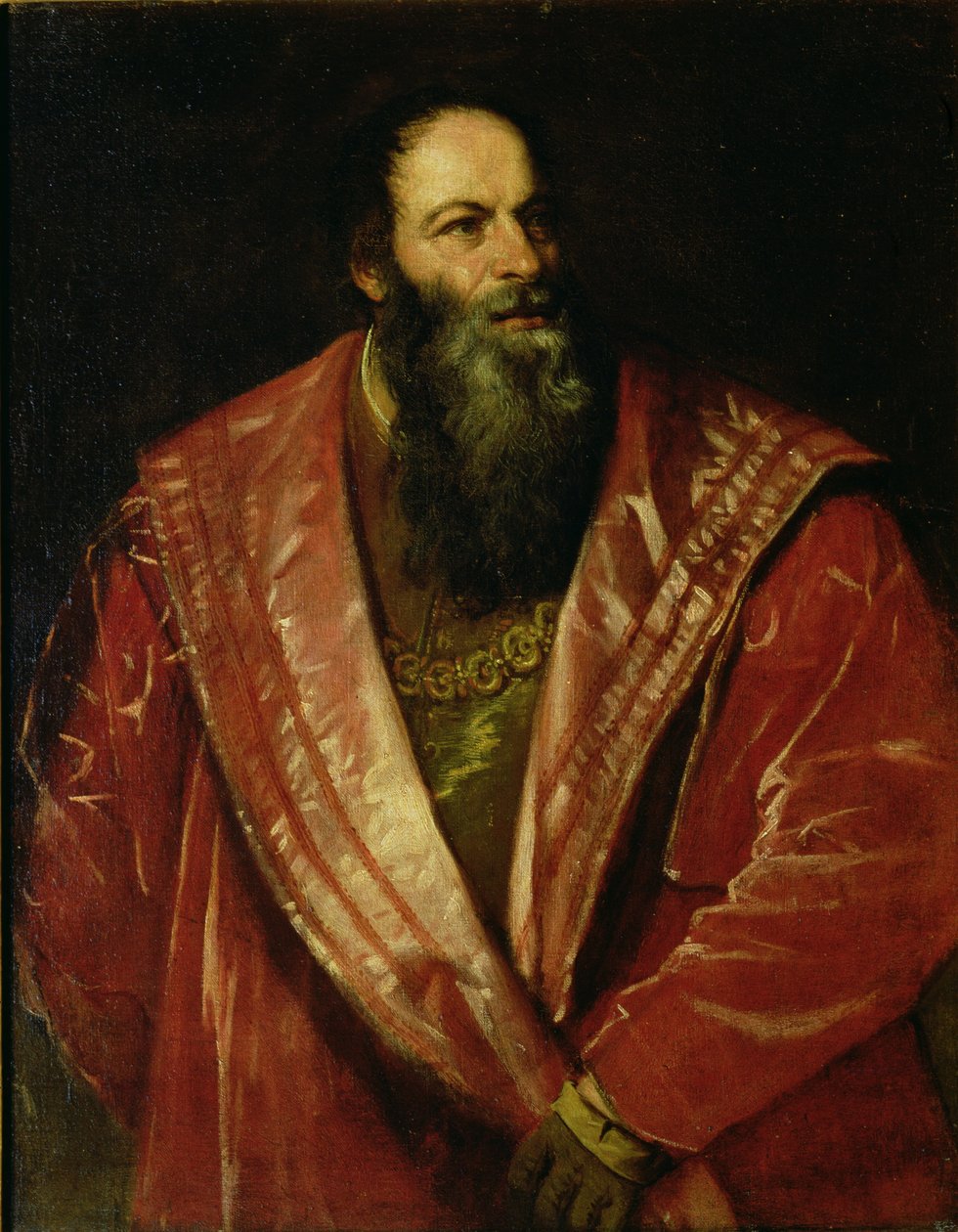 Porträtt av Pietro Aretino (1492-1556) av Tiziano Vecelli