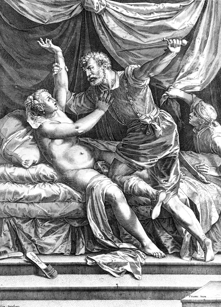 Tarquin och Lucretia, av Cornelis Cort, 1571 av Tiziano Vecelli
