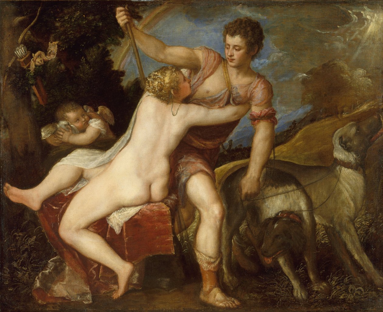 Venus och Adonis, ca 1560 av Tiziano Vecelli