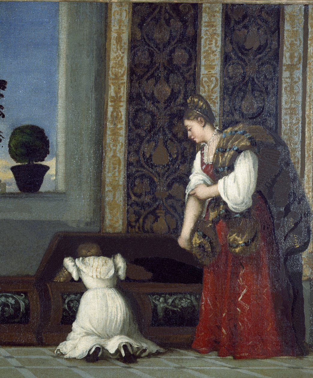 Venus från Urbino, före 1538 olja på duk detalj av 291644 av Tiziano Vecelli