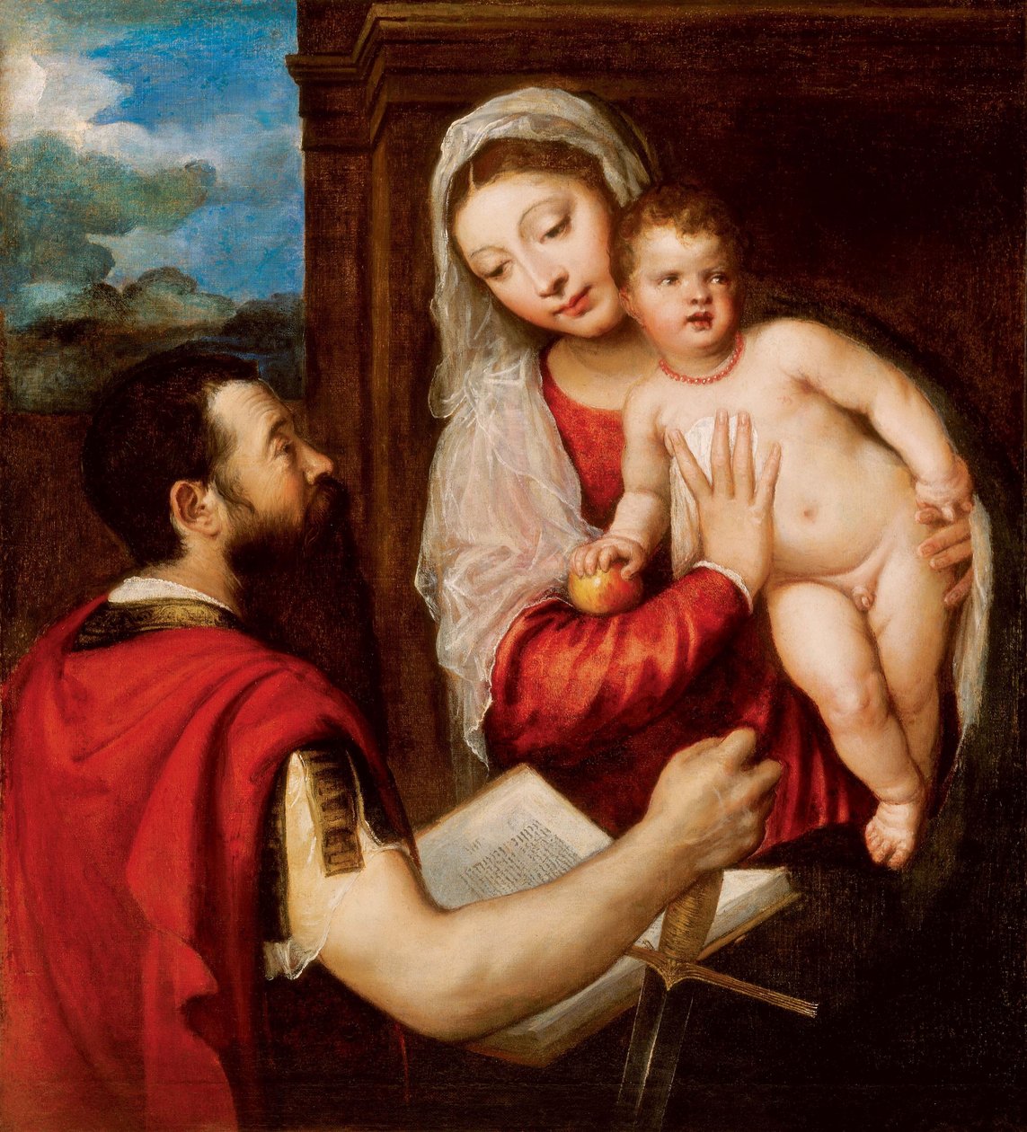 Jungfru Maria med barnet och St. Paul av Tiziano Vecelli