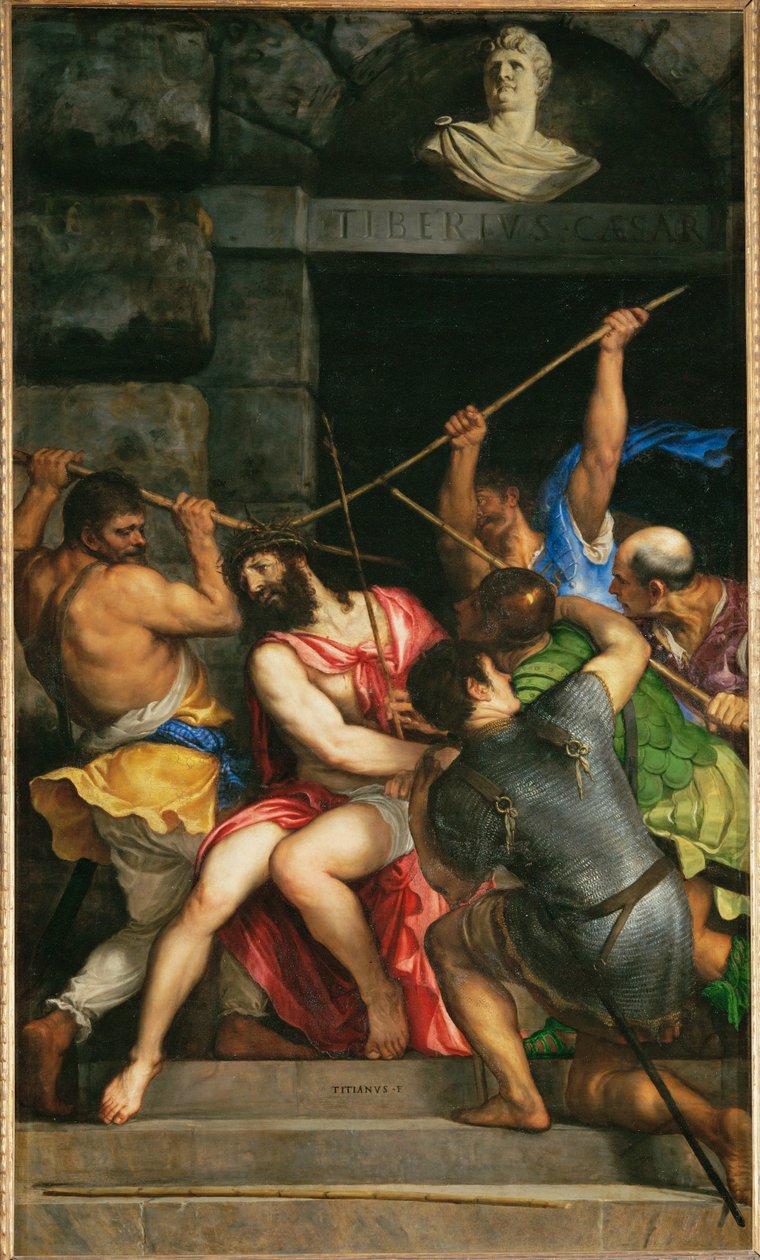 Kristus krönt med törnekronan ... av Titian (c.1488 1576)