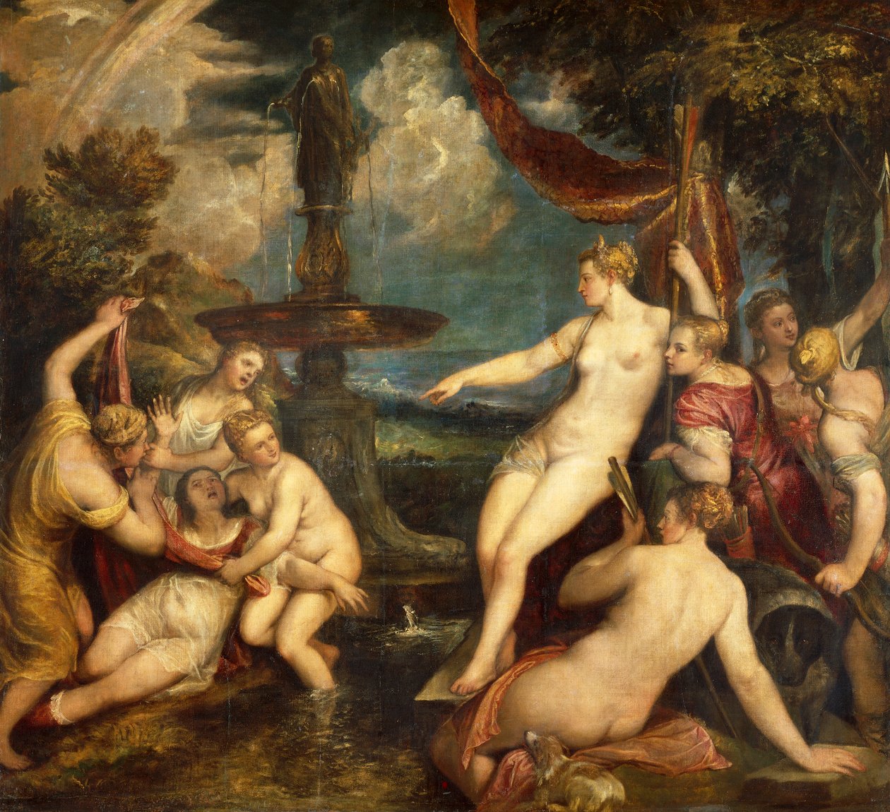 Diana och Callisto, av Titian (ca 1490-1576), olja på duk av Titian (c.1488 1576)