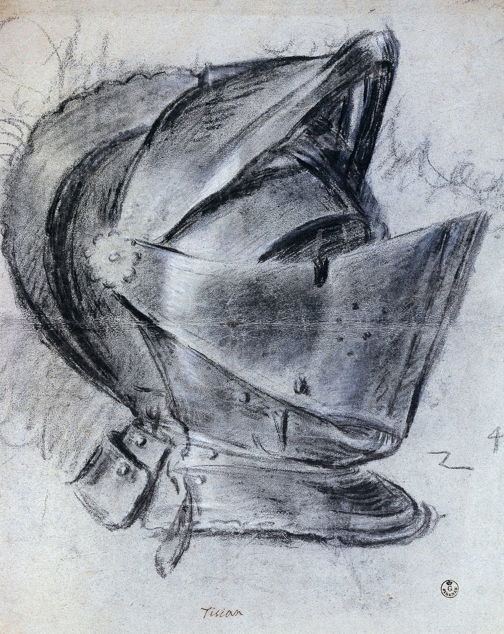 Hjälm av Tizian (cirka 1490-1576), teckning av Titian (c.1488 1576)
