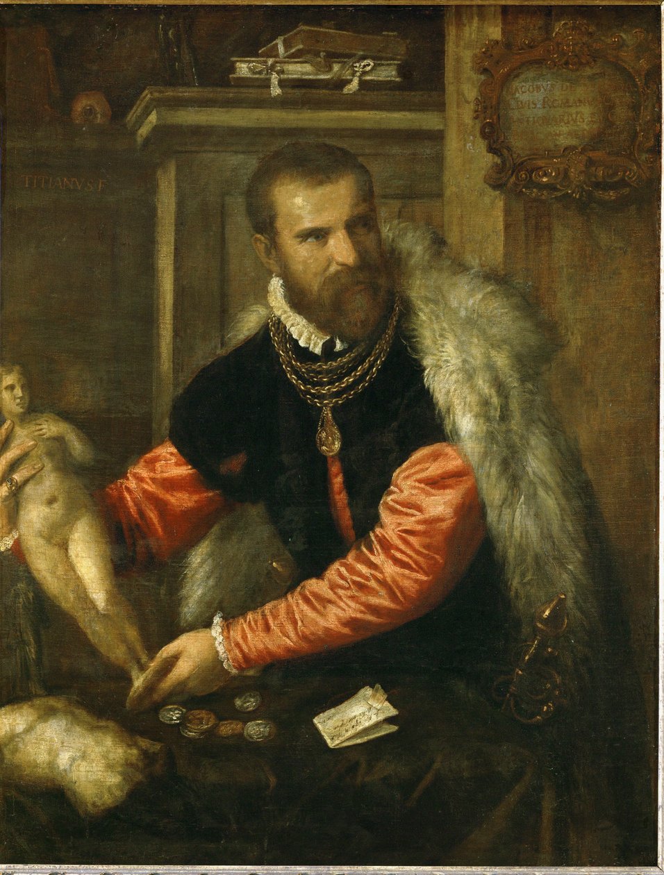Jacopo de Strada ... (olja på duk) av Titian (c.1488 1576)
