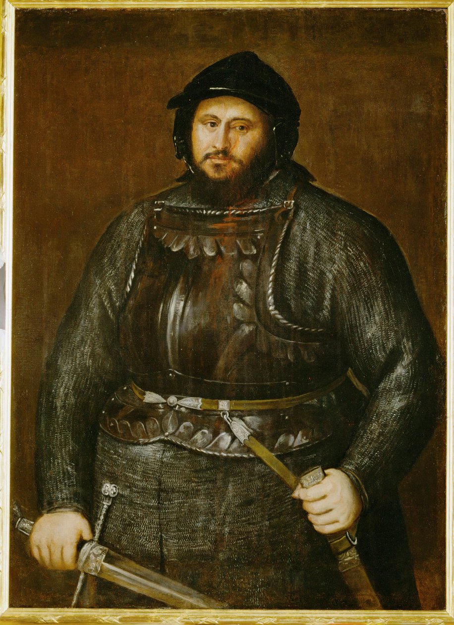 Johann Friedrich, kurfurste av Sachsen i rustning ... (målning på duk) av Titian (c.1488 1576)