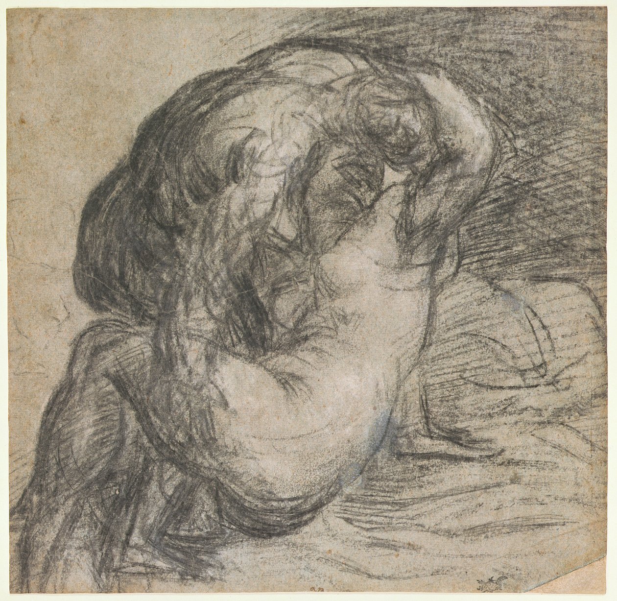No.2256 Par i en omfamning, eller Jupiter och Io, ca 1570 (kol och krita) av Tiziano Vecelli
