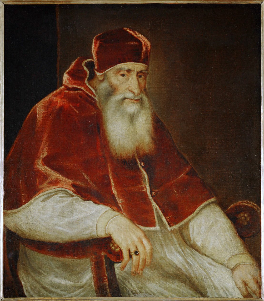 Påven Paul III Farnese ... (målning på duk) av Titian (c.1488 1576)