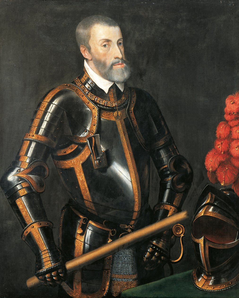 Porträtt av Karl V av Habsburg, kejsare av det heliga romerska riket, av Tizian, målning av Titian (c.1488 1576)