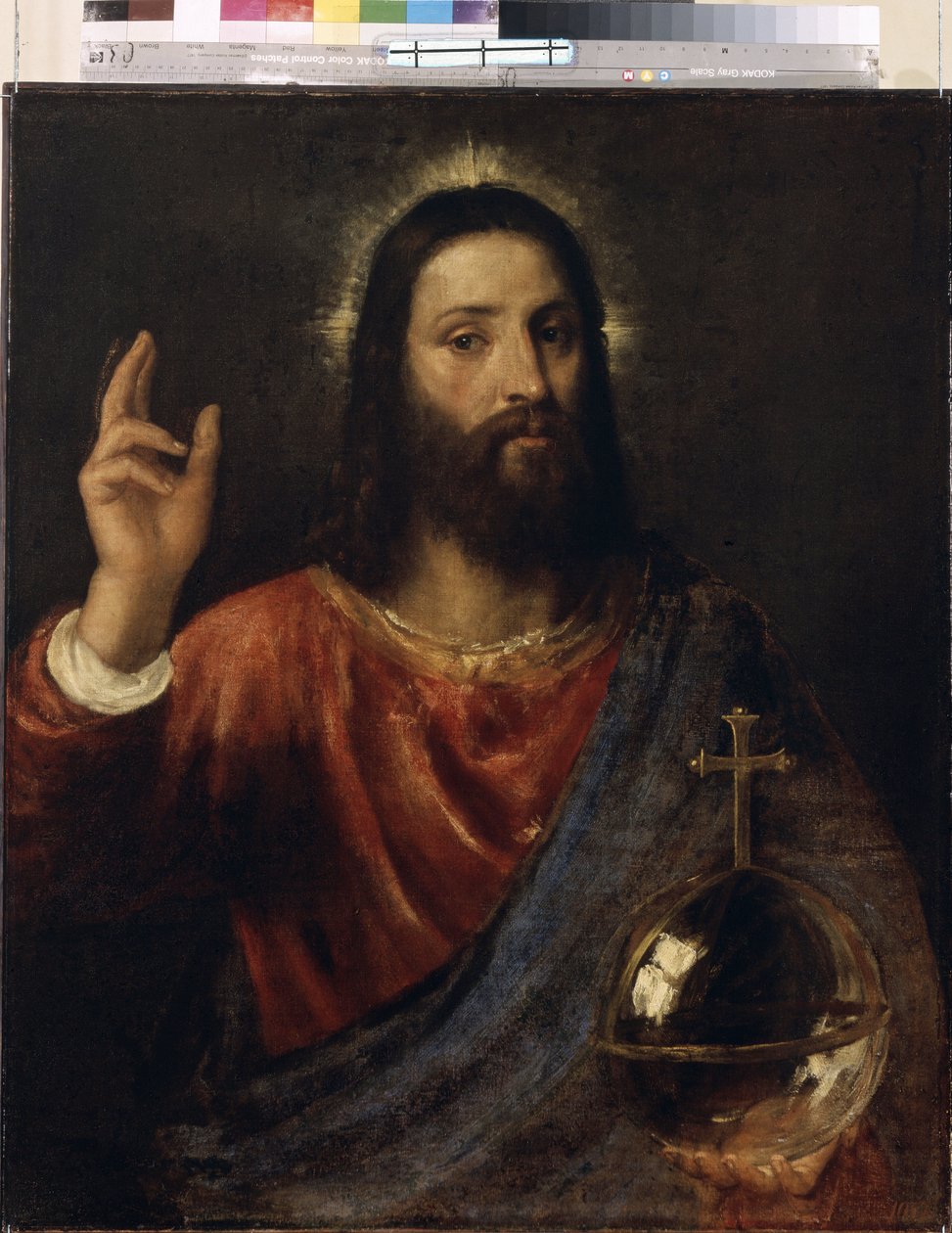Salvator Mundi (Världens frälsare), ca 1570 (olja på duk) av Titian (c.1488 1576)