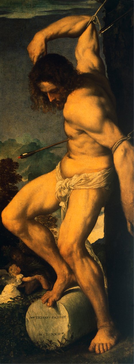 San Sebastian, auiliiliga mai Averoldi polyptych, saunia e Titian (ca 1490-1576), suauu i luga av Titian (c.1488 1576)