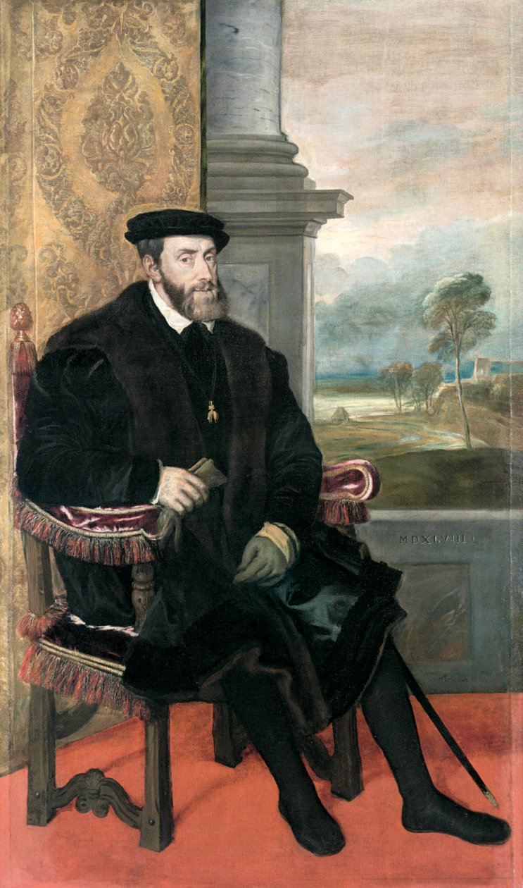 Sittande porträtt av kejsar Karl V av Titian (c.1488 1576)