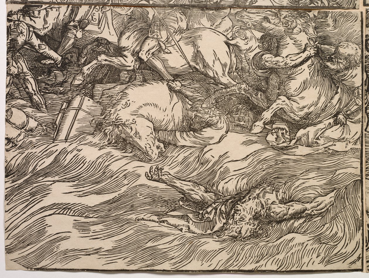 Faraos armés nedsänkning i Röda havet av Titian (c.1488 1576)