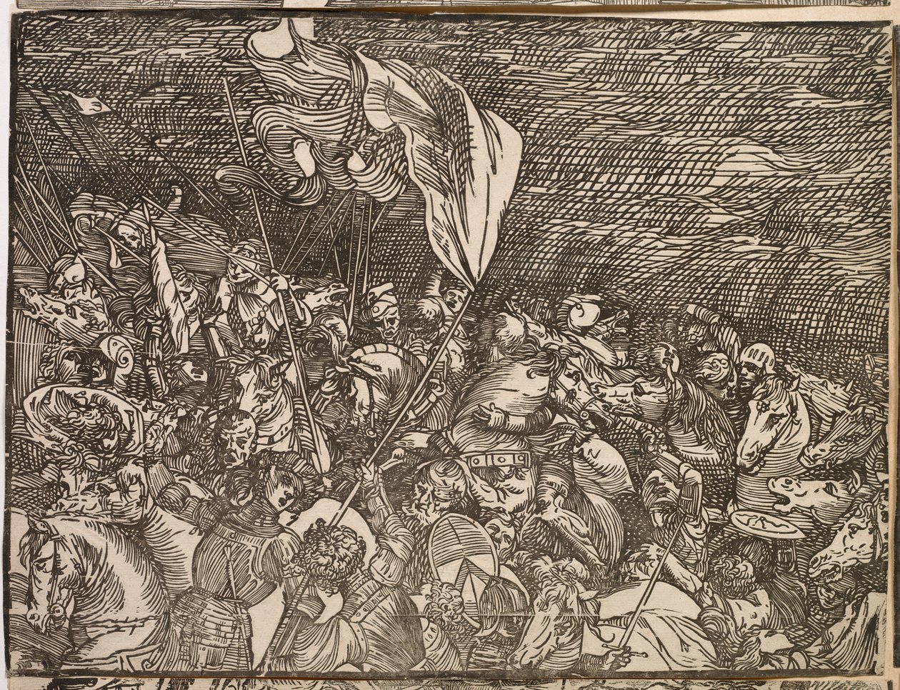 Faraos armés nedsänkning i Röda havet av Titian (c.1488 1576)