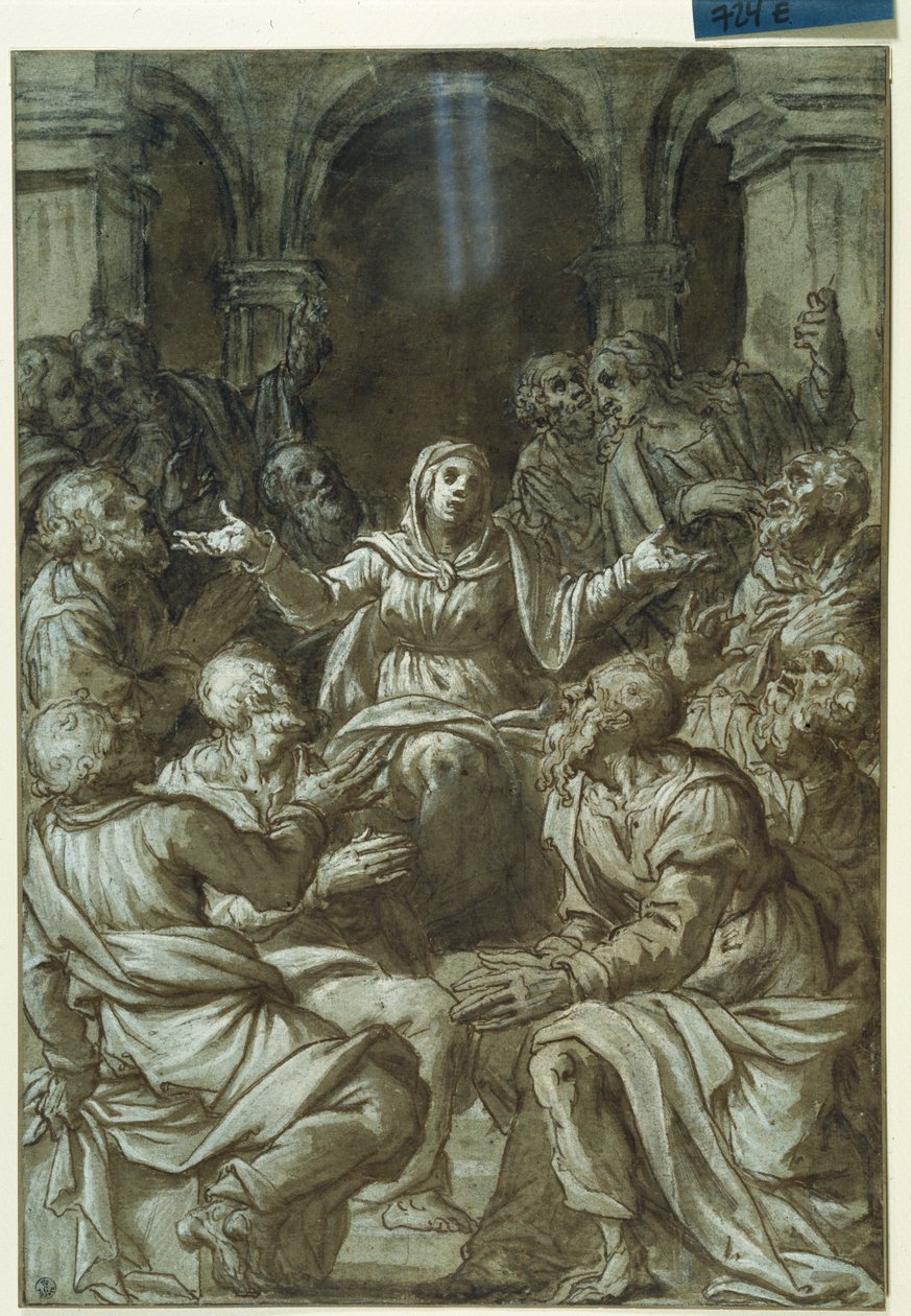 Jungfru Maria med apostlarna i Santo Spirito ( av Titian (c.1488 1576)