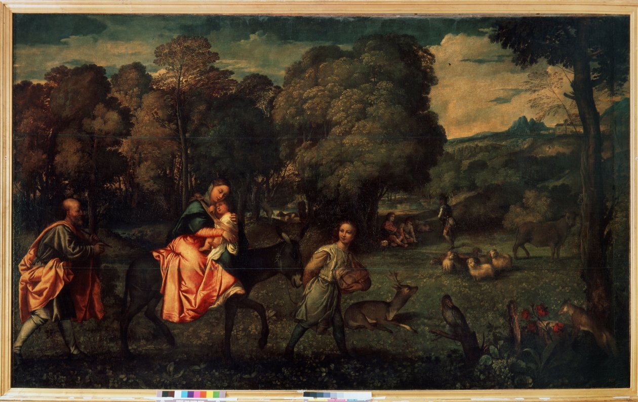 Flygningen till Egypten, ca 1508 (olja på duk) av Titian (c.1488 1576)