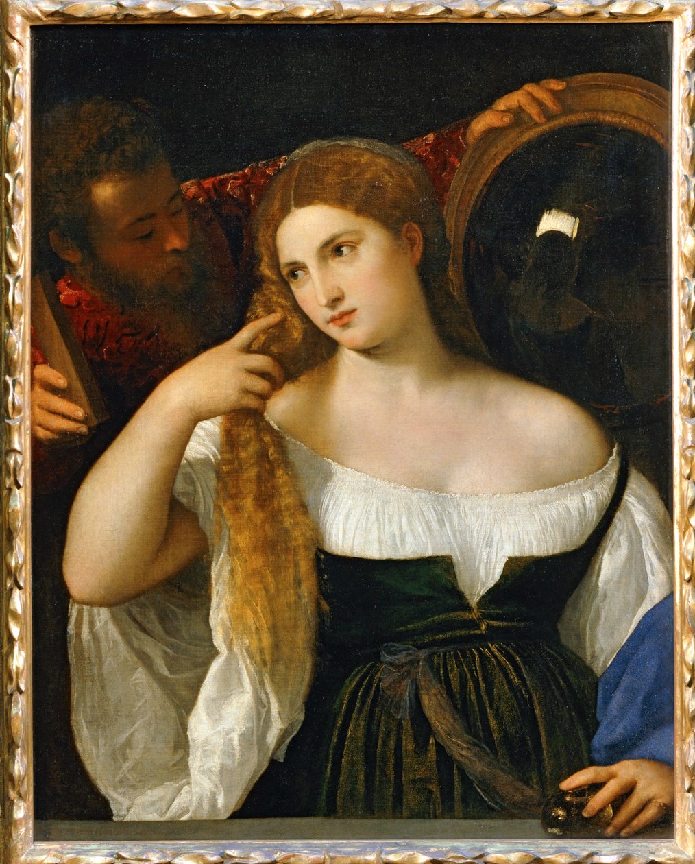 Flickan och spegeln... av Titian (c.1488-1576)