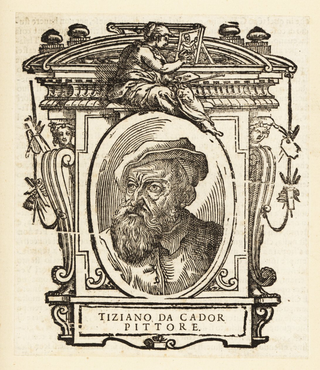 Porträtt av Tizian, italiensk målare under renässansen, född i Pieve di Cadore, cirka 1488-1576 av Titian (c.1488 1576) (after)