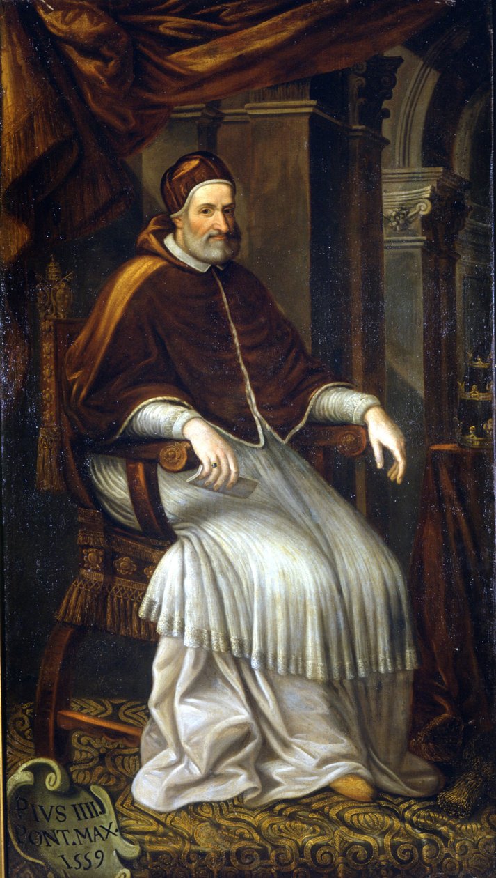 Pius IV (1499 - 1565). Målning av Bizzozzero. Milano, samling av sjukhuset Ca 