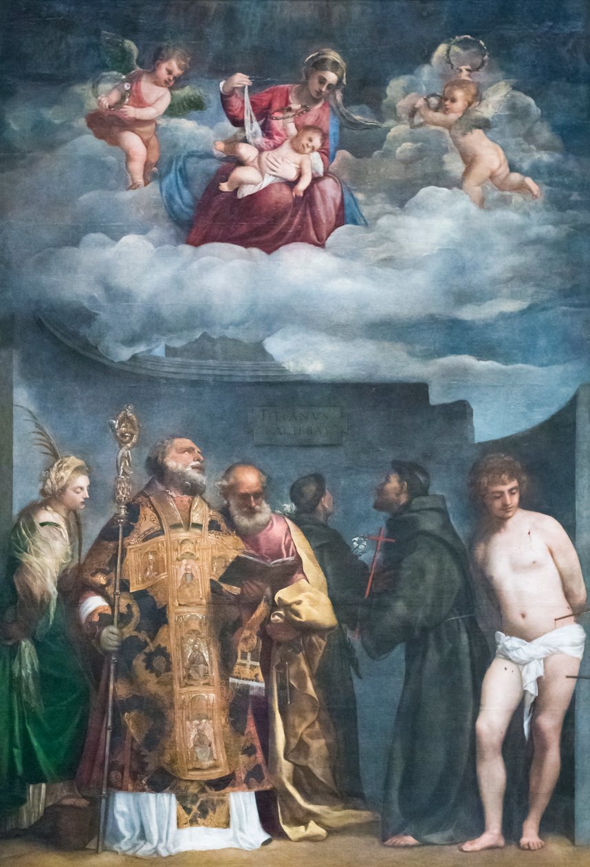 Madonna och barn med helgon, känd som Madonna di san Niccolo