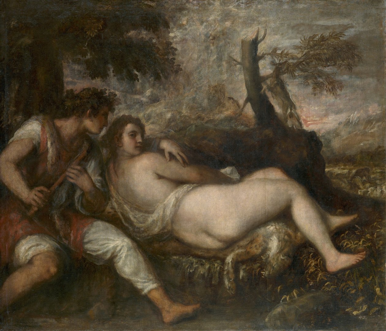 Nymf och herde av Tiziano Vecelli