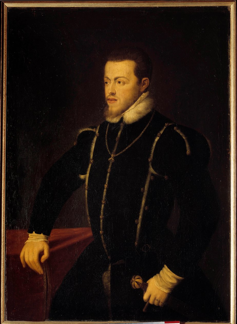 Porträtt av Filip II (1527-1598) Kung av Spanien och Portugal Målning av Tiziano Vecellio kallad Tizianen (1485-1576) 1500-talets sol. 1,08x0,76 m av Tiziano Vecelli