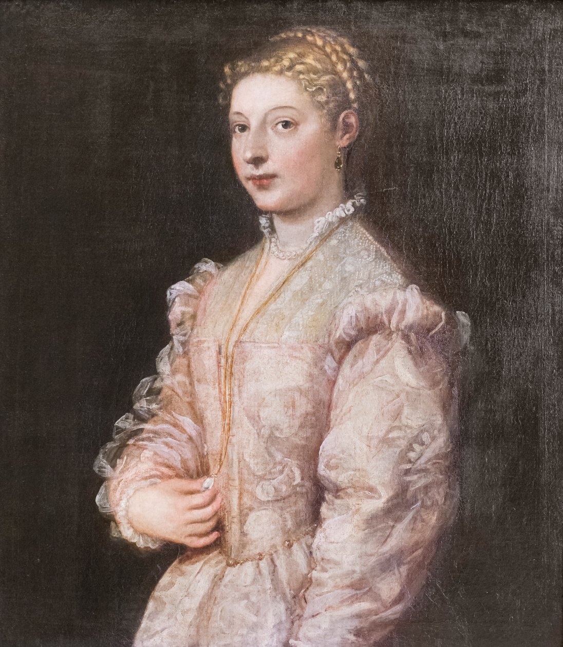 Porträtt av en ung kvinna (Lavinia) av Titian (c.1488 1576)