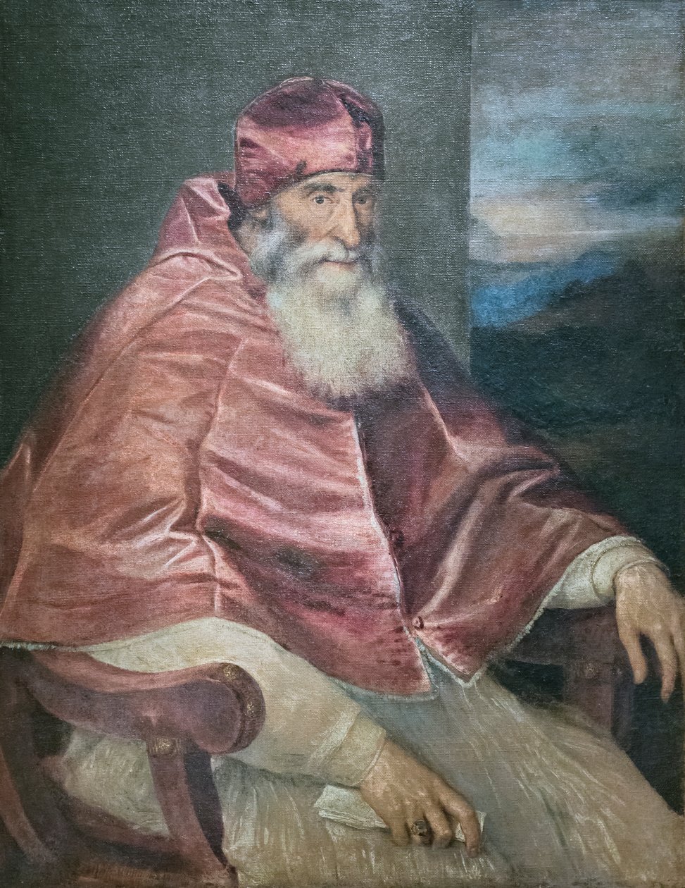 Porträtt av påven Paul III av Titian (c.1488 1576)
