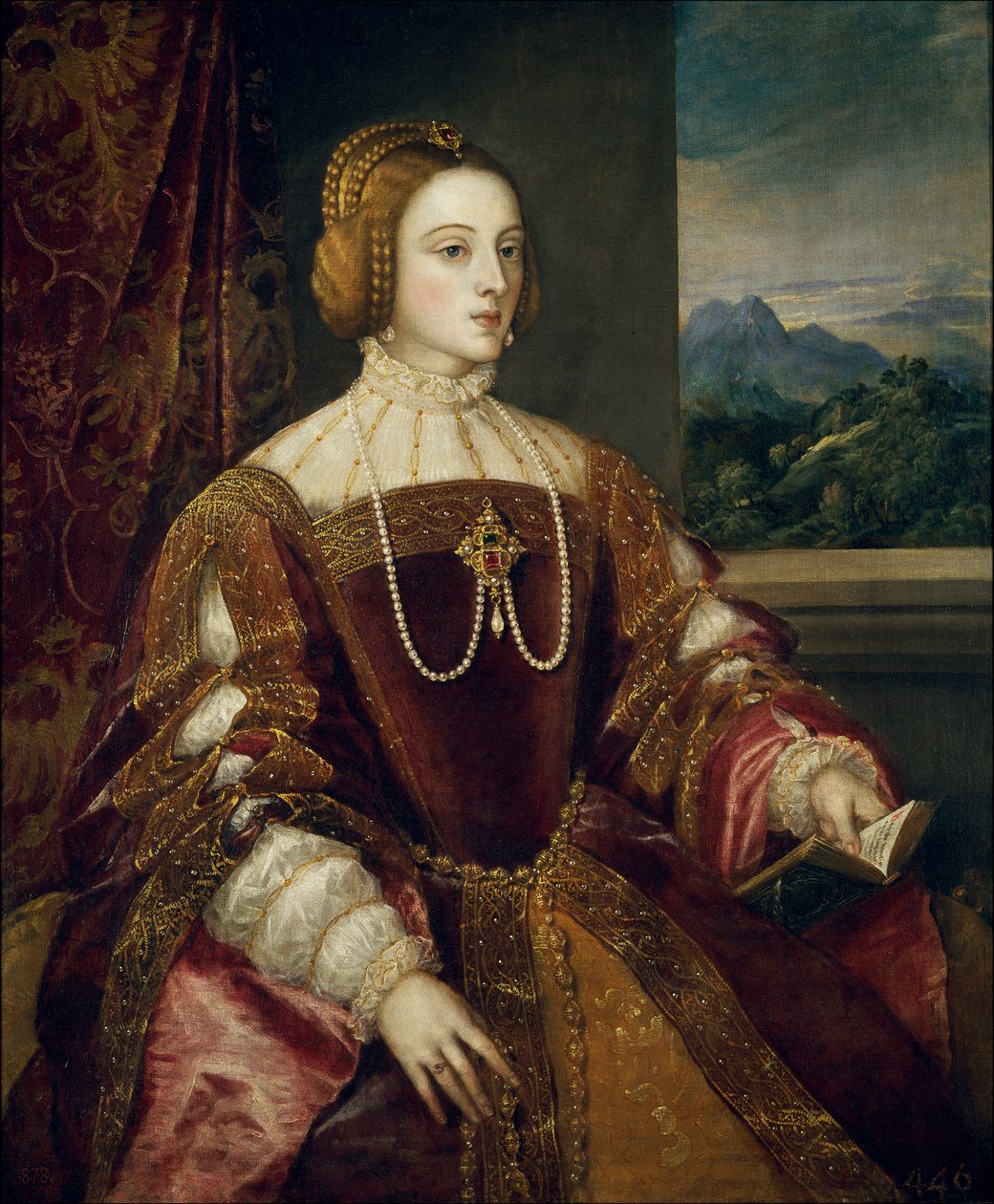 Porträtt av imponen Isabella av Portugal (1503-1539) Målning av Tiziano Vecellio kallad Tizianen (1485-1576) 1548 Sun. 1,17x0,98 m Madrid, Pradomuseet av Tiziano Vecelli