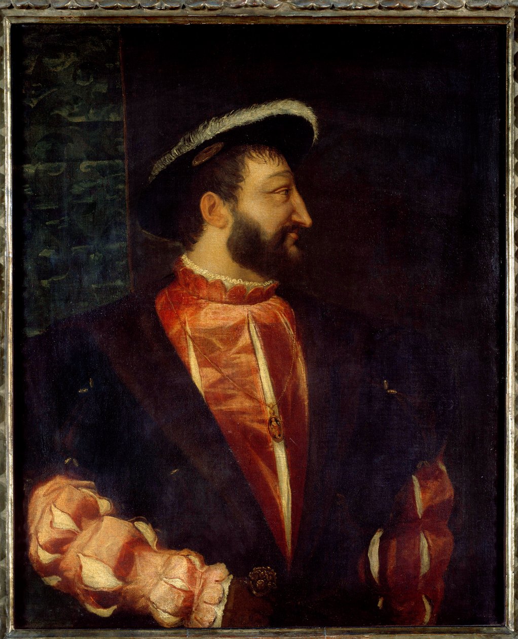 Porträtt av kungen av Frankrike Francois I (1494-1547) Målning av Tiziano Vecellio dit Le Titian (1485-1576) 1538 Sön. 1,09x0,89 m av Tiziano Vecelli